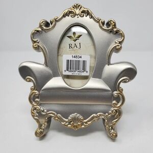 Raj Collection Small Silver Finish Picture Frame Ornate Resin Victorian Style 6"